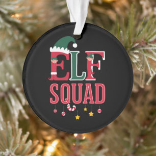 Elf-Familien-Weihnachts-Pyjamas Elf-Squadron  Ornament