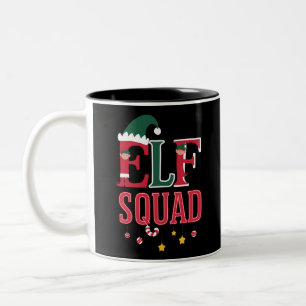 Elf-Familien-Weihnachts-Pyjamas Elf-Squadron  Zweifarbige Tasse