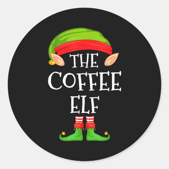 Elf Family Christmas Coffee Elf Sweater Matching C Runder Aufkleber (Vorderseite)