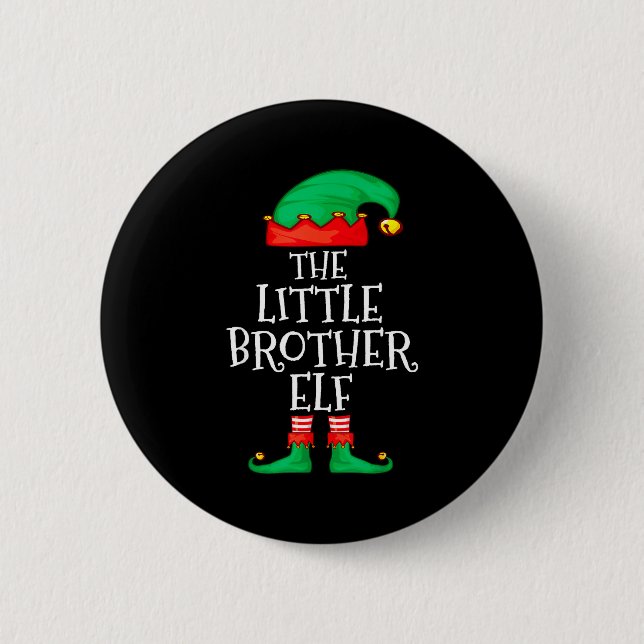 Elf Family Christmas Little Brother Elf Sweater Me Button (Vorderseite)