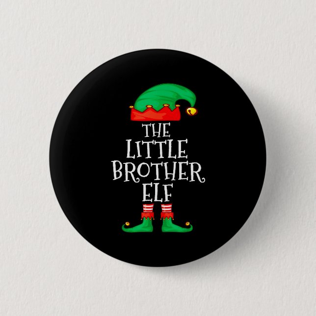 Elf Family Christmas Little Brother Elf Sweater Me Button (Vorderseite)