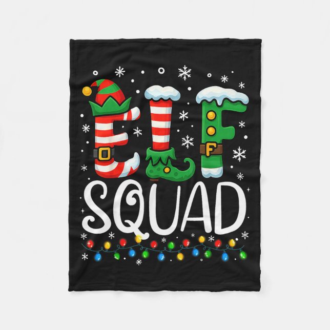 Elf Family Christmas Matching Pajamas Xmas Elf Squ Fleecedecke (Vorderseite)