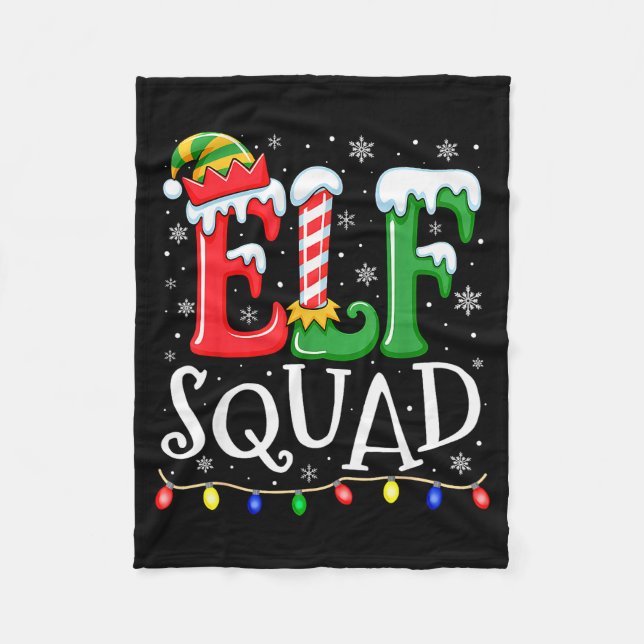 Elf Family Christmas Matching Pajamas Xmas Elf Squ Fleecedecke (Vorderseite)