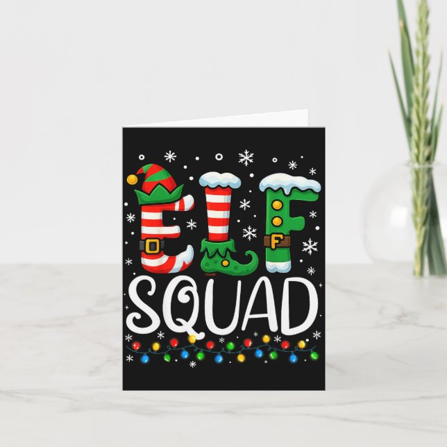 Elf Family Christmas Matching Pajamas Xmas Elf Squ Karte (Vorderseite)