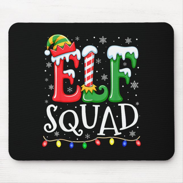 Elf Family Christmas Matching Pajamas Xmas Elf Squ Mousepad (Vorne)