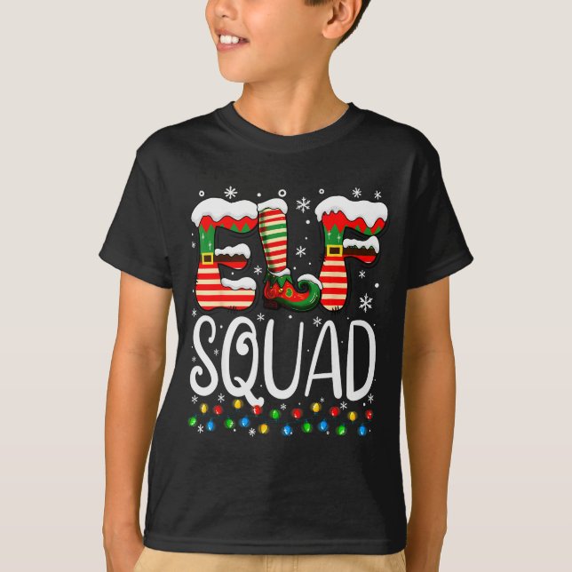 Elf Family Christmas Matching Pajamas Xmas Elf Squ T-Shirt (Vorderseite)