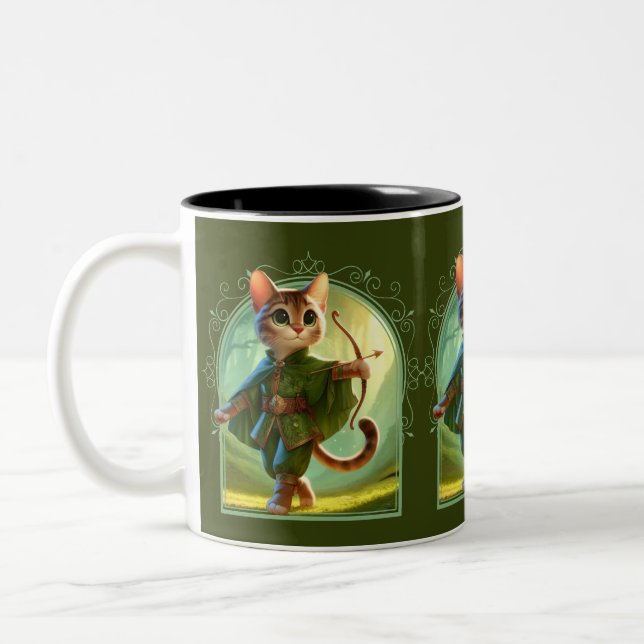 Elf Feline Fantasy Adventure Zweifarbige Tasse (Links)