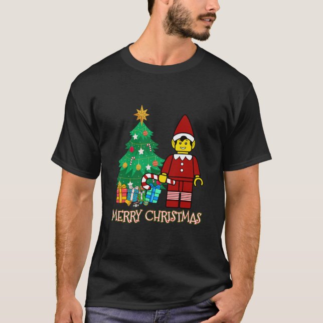 Elf Figure Merry Christmas Blocks Bricks Gebäude T-Shirt (Vorderseite)