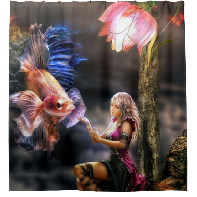 Elf Girl and Fish Duschvorhang (Vorderseite)
