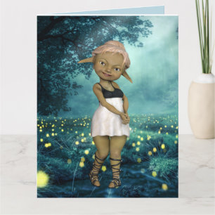 ELF GIRL FIREFLIS WALDGrußkarte Karte