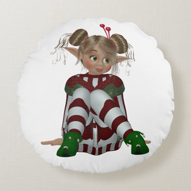 ELF GIRL ROUND PILLOW RUNDES KISSEN (Vorderseite)