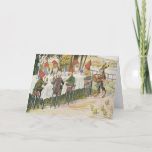 Elf Gnome Oster Bunny Chick gefärbtes Ei Feiertagskarte