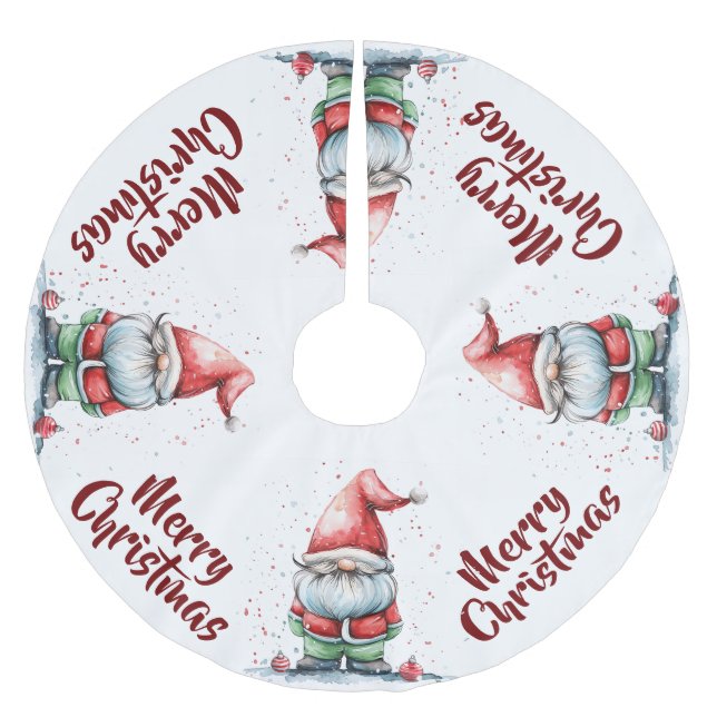 Elf Gnome Polyester Weihnachtsbaumdecke (Vorderseite)