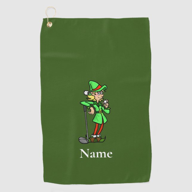 Elf Golfer Golfer Weihnachtshandtuch Golfhandtuch (Vorderseite)