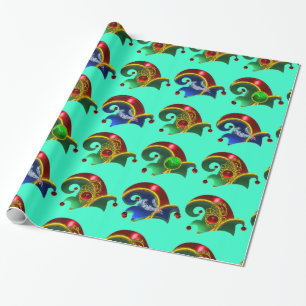 ELF HATS, KLEEBLATT, DIAMOND FEATHERS, Aqua Blue Geschenkpapier