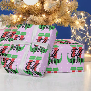 Elf-Heels-Trupp Weihnachten Schneeflocken Rosa Geschenkpapier