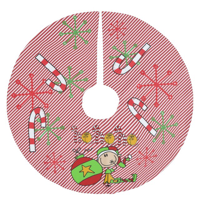 Elf Ho Ho Holiday Tree Skirt Polyester Weihnachtsbaumdecke (Vorderseite)