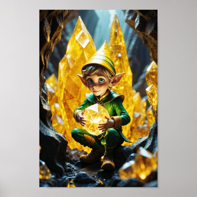 Elf Holding Yellow Crystal Poster (Vorne)