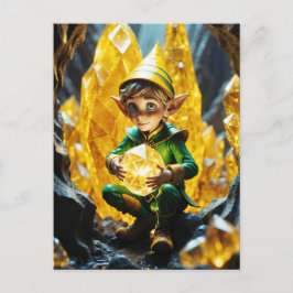 Elf Holding Yellow Crystall Postkarte