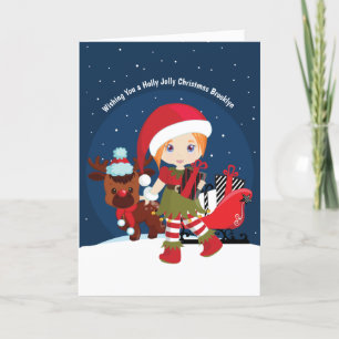 Elf Holiday Card Rotes Haar Feiertagskarte