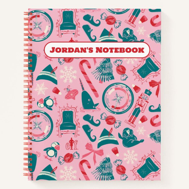 Elf Holiday Gerahmt Icon Muster Notizbuch (Vorderseite)