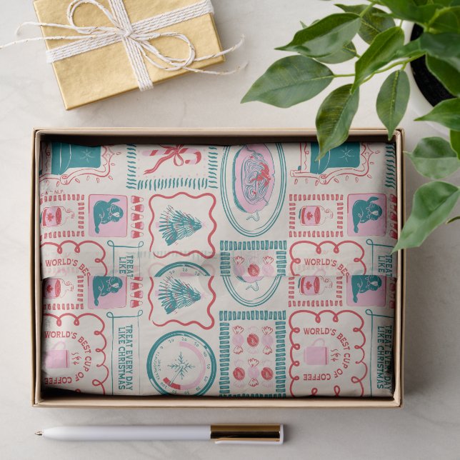 Elf Holiday Icon Muster Seidenpapier (Geschenk)