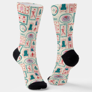 Elf Holiday Icon Muster Socken