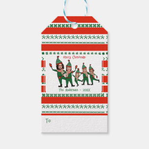 Elf Ihre Familie von fünf lustigen Red & Green Fer Geschenkanhänger