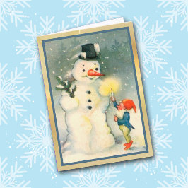 Elf illumine la carte de Noël Vintage Way de Snowm