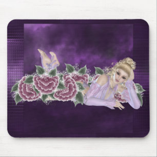 Elf in violetten Blumen Design 1 Mousepad