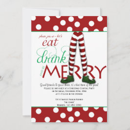 Elf isst Drink und sei frohe Weihnachten Party Einladung