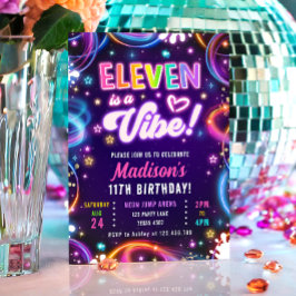 Elf ist ein Vibe 11 Retro Neon Glow Girl zum Gebur Einladung