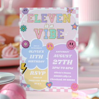 Elf ist eine Vibe Preppy Patch 11. Geburtstagspart Einladung