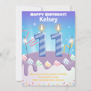 Elf Jahre alt Happy Birthday Card personalisiert