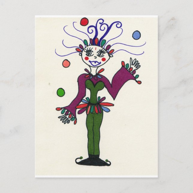 Elf Jester Juggling Postkarte (Vorderseite)