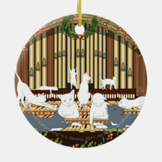 Elf Katzen, die… Doppeltes leiten, versahen mit Keramik Ornament