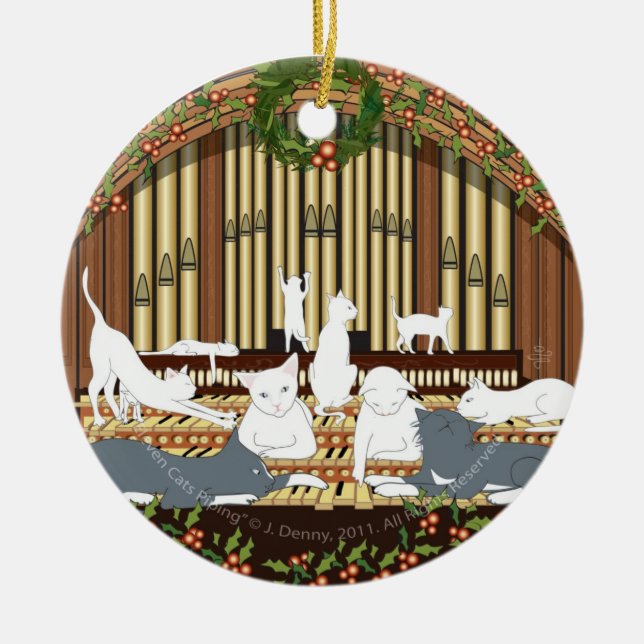 Elf Katzen-Leiten… Weihnachtsbaum Keramik Ornament (Vorne)