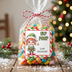 Elf-Kot Weihnachtsferien Quadrat-Aufkleber Quadratischer Aufkleber