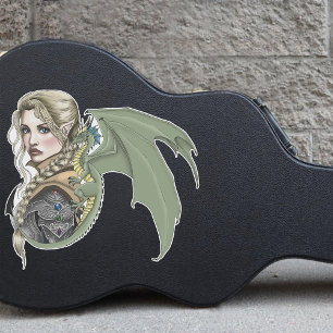 Elf-Krieger-Drache Fantasy Magisches Mittelalter P Aufkleber