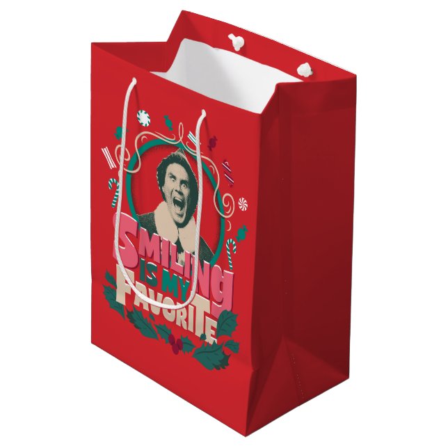 Elf - Lächeln ist mein Favorit Mittlere Geschenktüte (Vorderseite Schrägansicht)