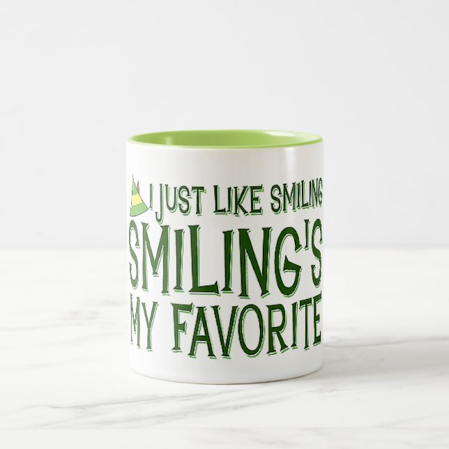 "Elf/Lächeln ist mein Lieblingslied" CHRISTMAS-TAS Zweifarbige Tasse (Mittel)