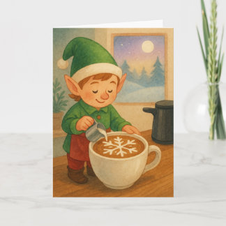 Elf Latte Art Feiertagskarte