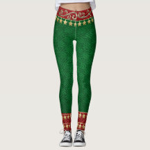 Elf Leggings für Ferien Gold, Rot & Grün!