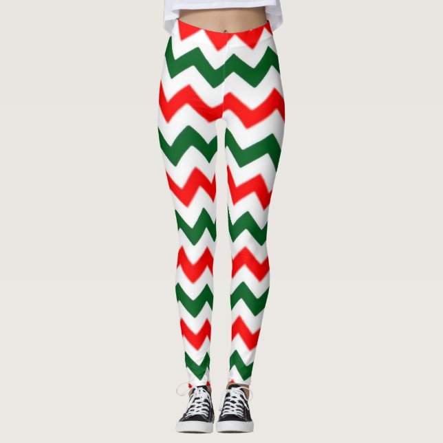 ELF-LEGGINGS ZICKZACK MUSTER ROT UND GRÜN LEGGINGS (Vorderseite)