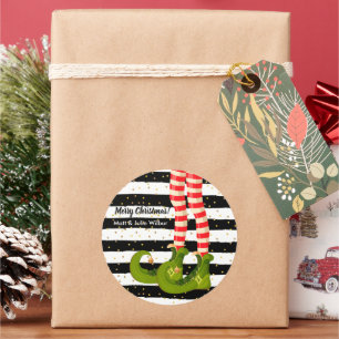 Elf Legs auf Schwarz-weißen Streifen Runder Aufkleber