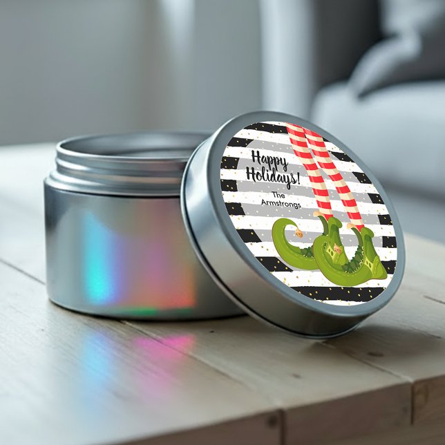 Elf Legs Happy Holidays Runder Aufkleber (Elf Legs Happy Holidays Round Stickers)