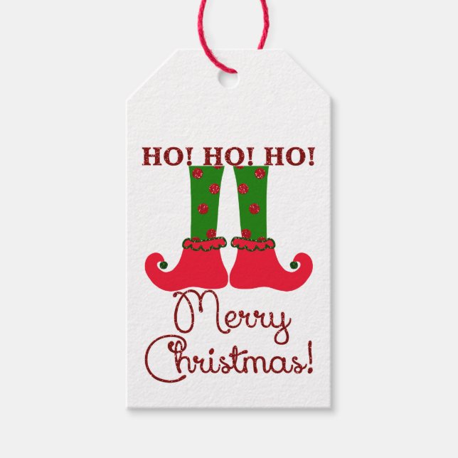 Elf Legs | Ho, Ho, Ho, Frohe Weihnachten! Geschenkanhänger (Vorderseite)