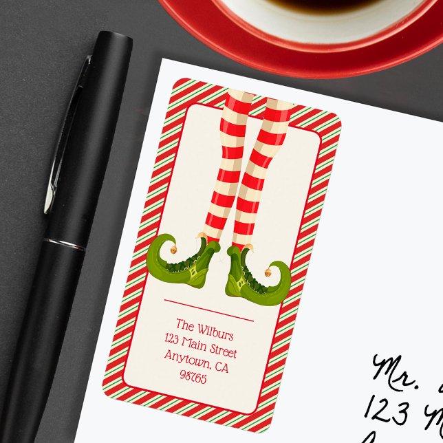 Elf Legs Holiday Weihnachten Rücksendeadresse Adressaufkleber (Elf Legs Holiday Christmas Return Address Labels)