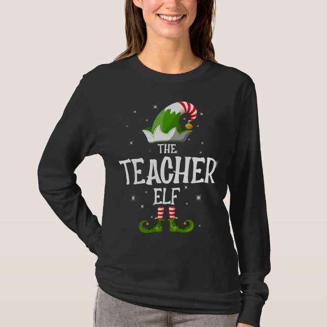 Elf-Lehrer-Familie Matching Group Weihnachten T-Shirt (Vorderseite)