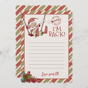 Elf Letter "I m Back" Editable Notecard Einladung